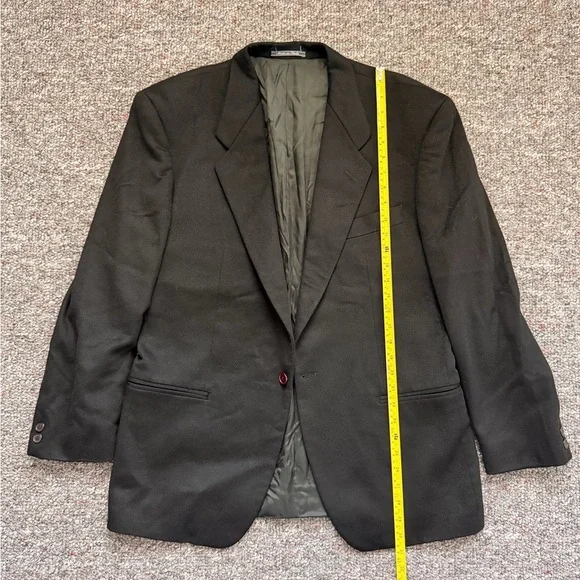 Vintage Lubiam Elegant Black Cashmere and Wool Men's Blazer Made in Italy 50R - Picture 1 of 13